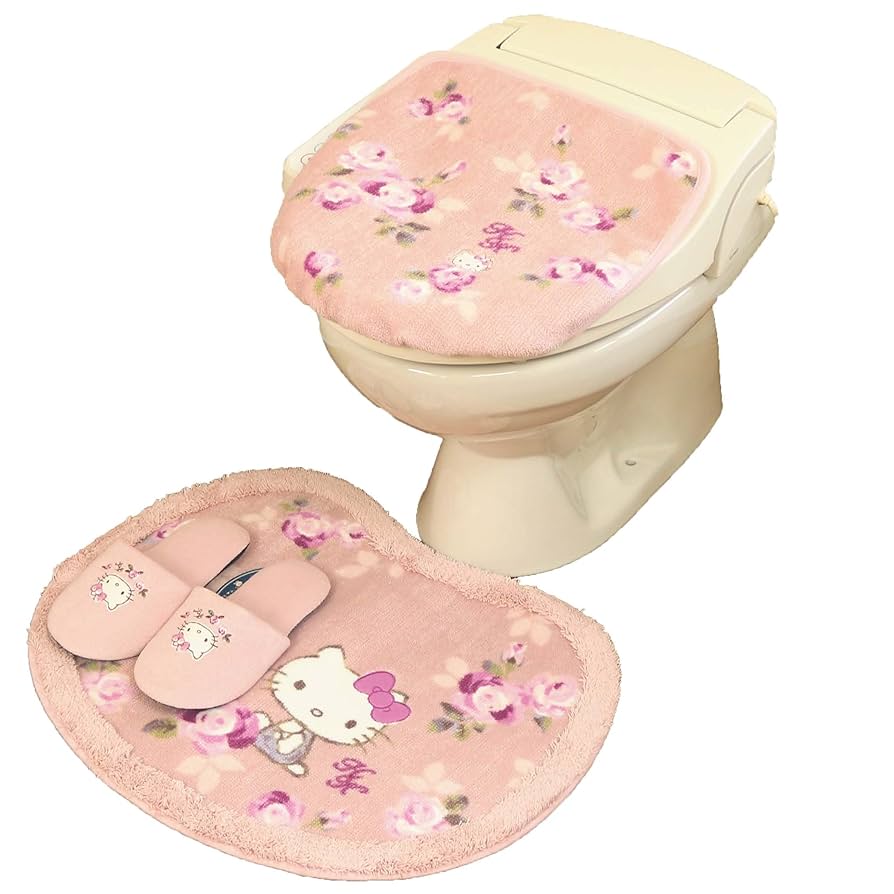 最終価格3点セット 新品タグ付き ハローキティ ラグ インテリアマット スリッパ オカ ハローキティ トイレマット セット 3点 スリッパ ピンク U